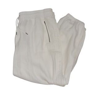 Athleta Cabo Linen Jogger Pants Plus Size 20 White Zip Pockets Casual NWOT NEW